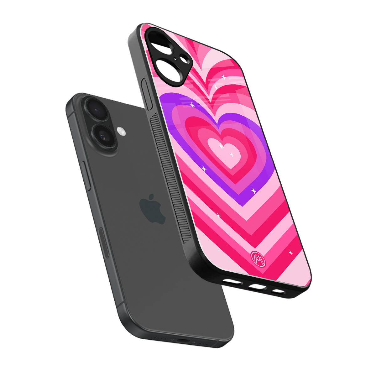 y2k pink hearts berrybomb edition back phone cover | glass case for iphone 16 plus