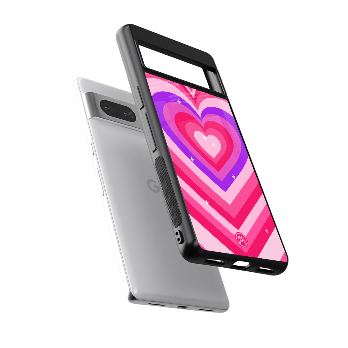 y2k pink hearts berrybomb edition back phone cover | glass case for Google Pixel 7