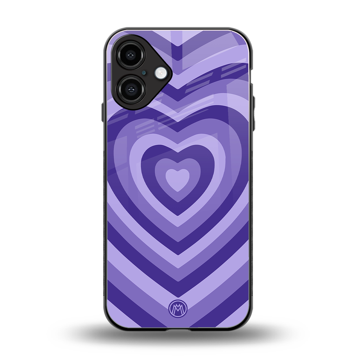 y2k purple hearts aesthetic back phone cover | glass case for iphone 16 plus