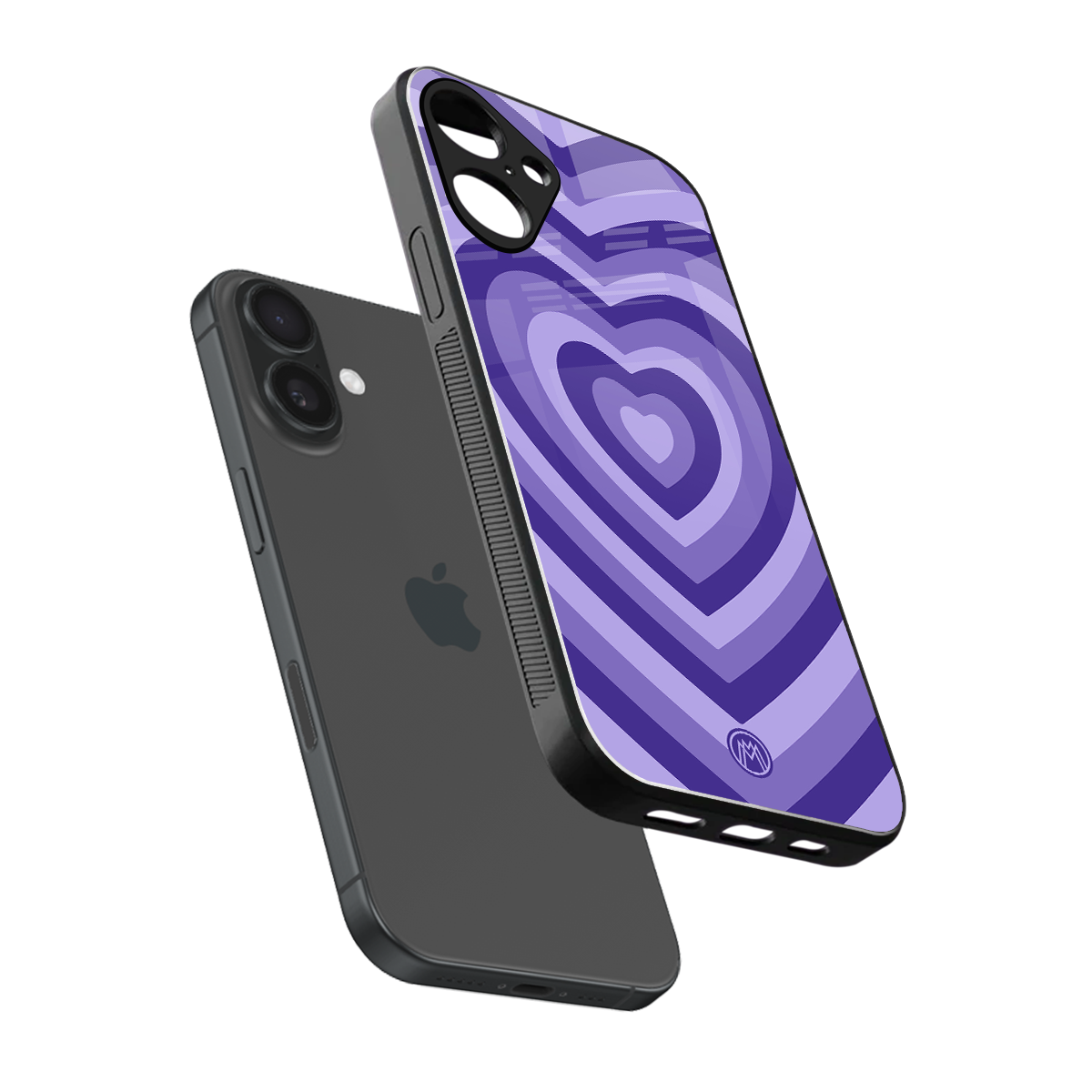 y2k purple hearts aesthetic back phone cover | glass case for iphone 16 plus