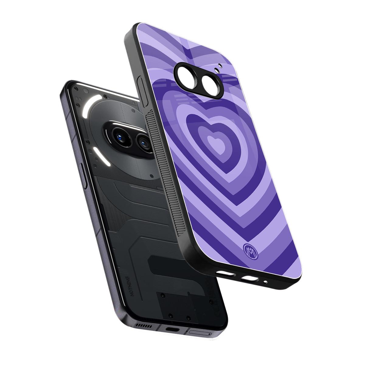 y2k purple hearts aesthetic back phone cover | glass case for nothing phone 2a