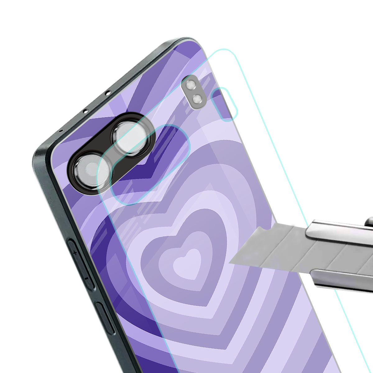 y2k purple hearts aesthetic back phone cover | glass case for oneplus nord 4