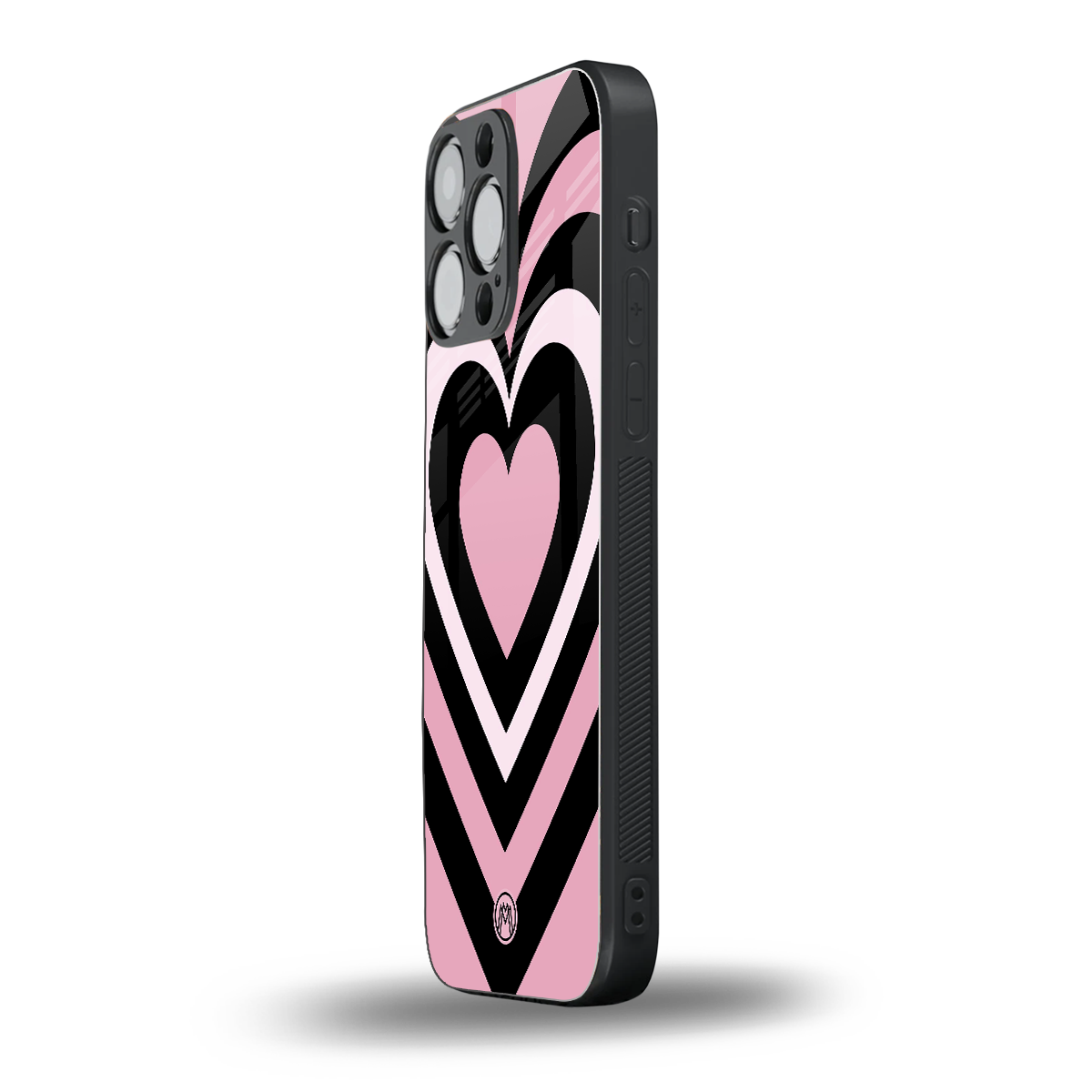 y2k retro pink hearts back phone cover | glass case for iphone 15 pro max