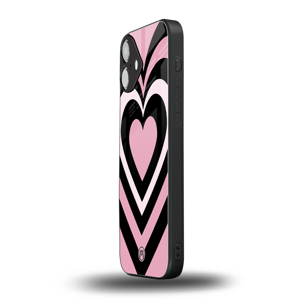 y2k retro pink hearts back phone cover | glass case for iphone 16 plus
