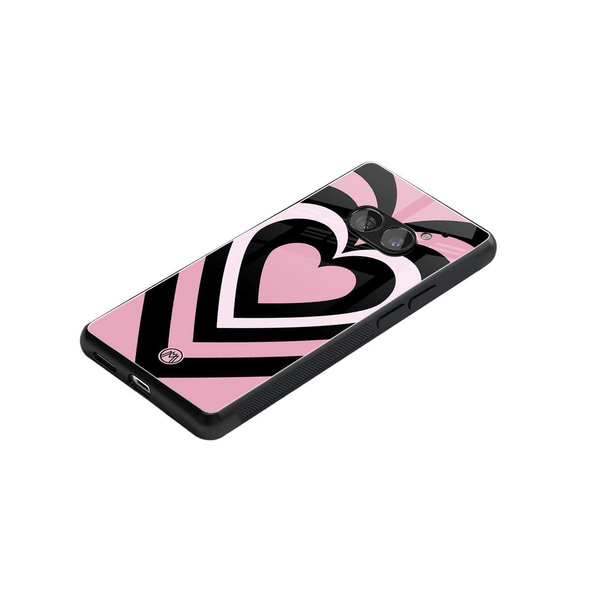 y2k retro pink hearts back phone cover | glass case for nothing phone 2a