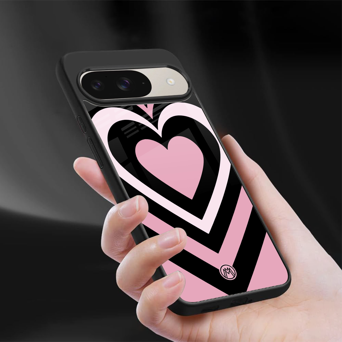 y2k retro pink hearts back phone cover | glass case for google pixel 9