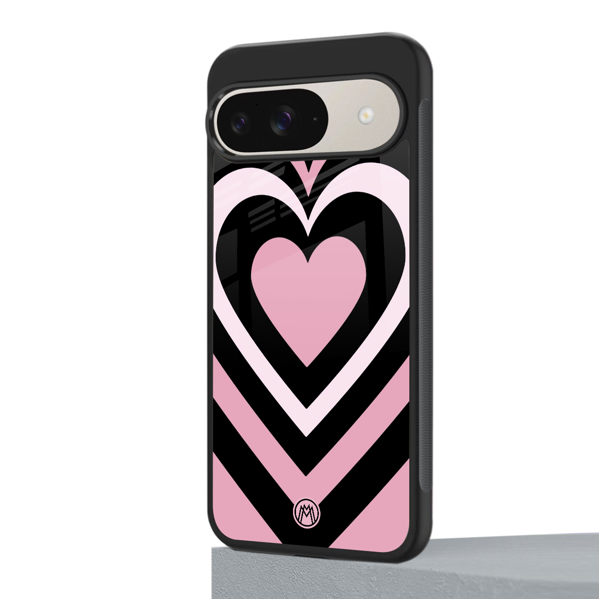 y2k retro pink hearts back phone cover | glass case for google pixel 9