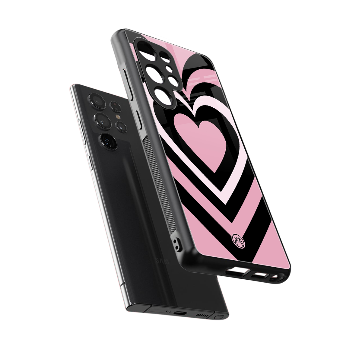 y2k retro pink hearts back phone cover | glass case for samsung galaxy s25 ultra