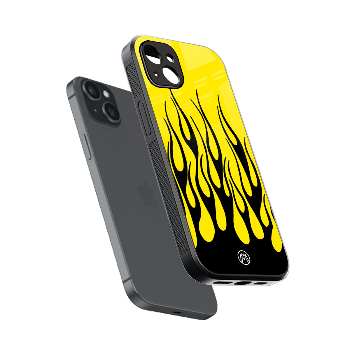 y2k black flames back phone cover | glass case for iphone 14 plus