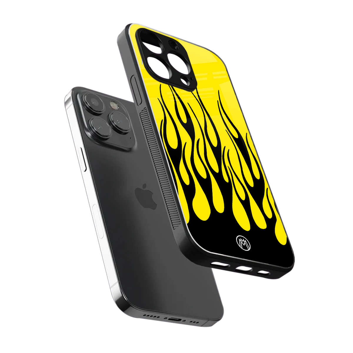 y2k black flames back phone cover | glass case for iphone 14 pro