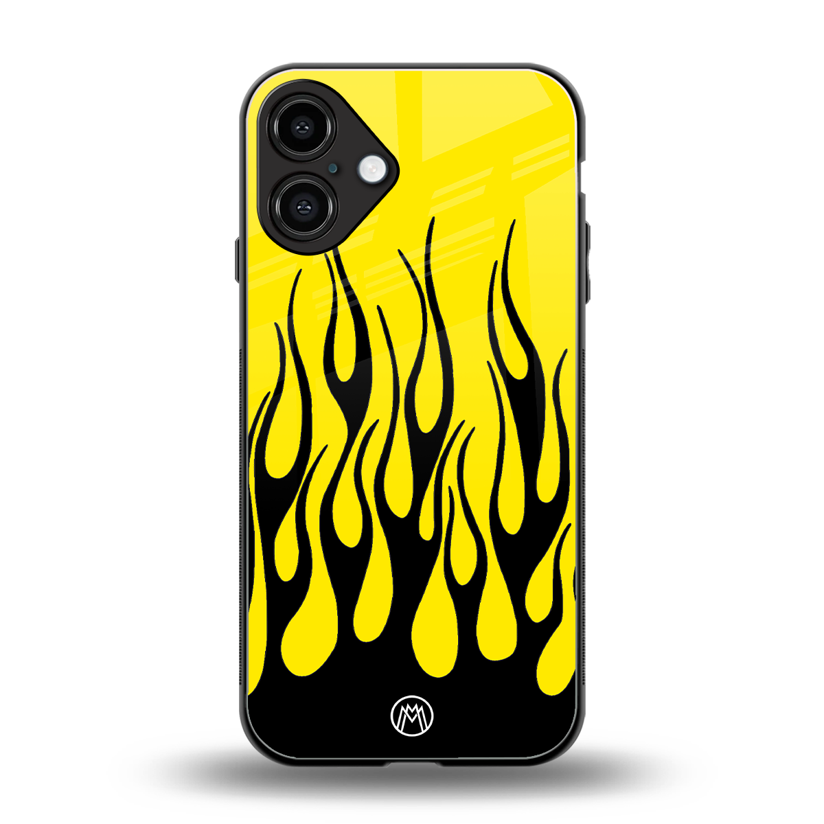y2k black flames back phone cover | glass case for iphone 16 plus