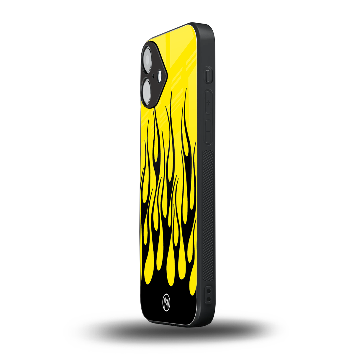 y2k black flames back phone cover | glass case for iphone 16 plus