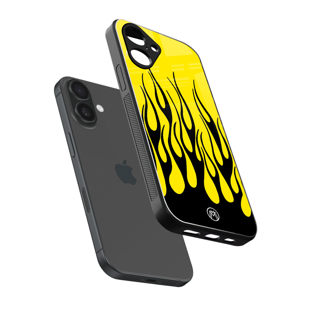y2k black flames back phone cover | glass case for iphone 16