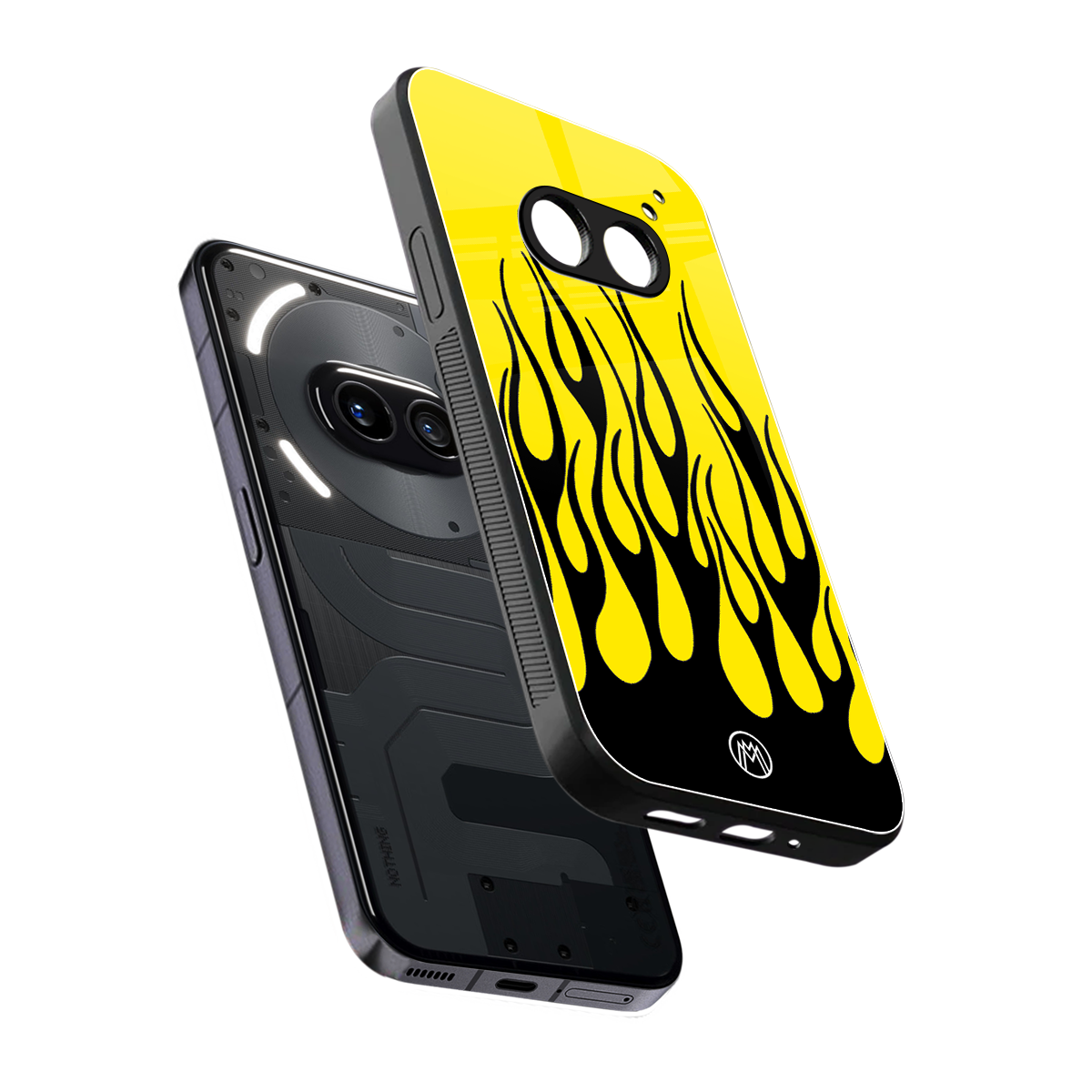 y2k black flames back phone cover | glass case for nothing phone 2a