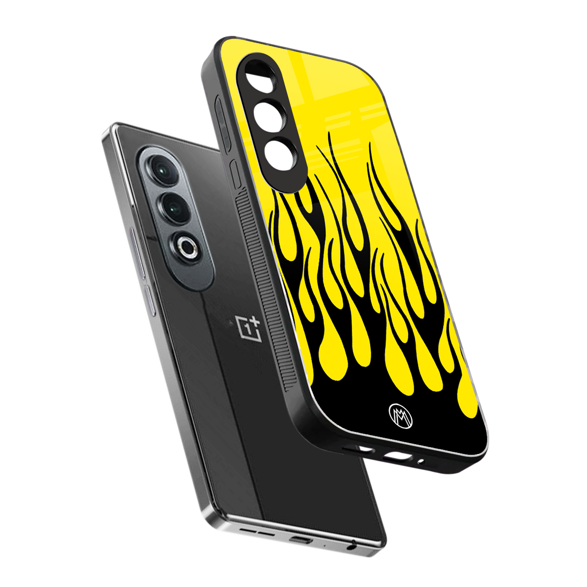 y2k black flames back phone cover | glass case for oneplus nord ce 4