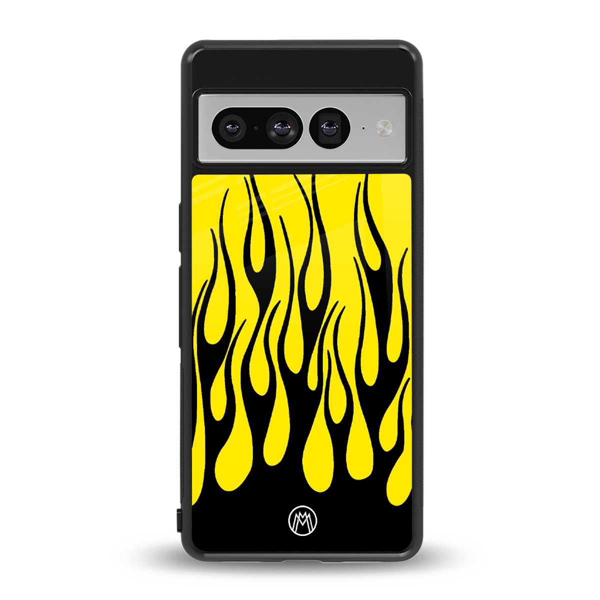 y2k black flames back phone cover | glass case for google pixel 7 pro