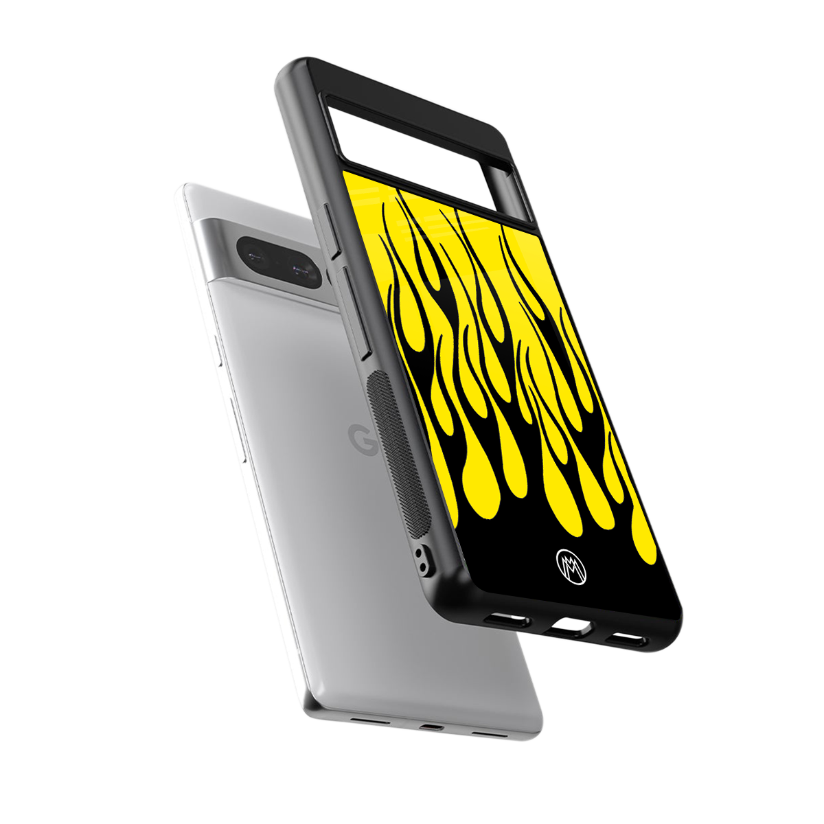 y2k black flames back phone cover | glass case for google pixel 7 pro