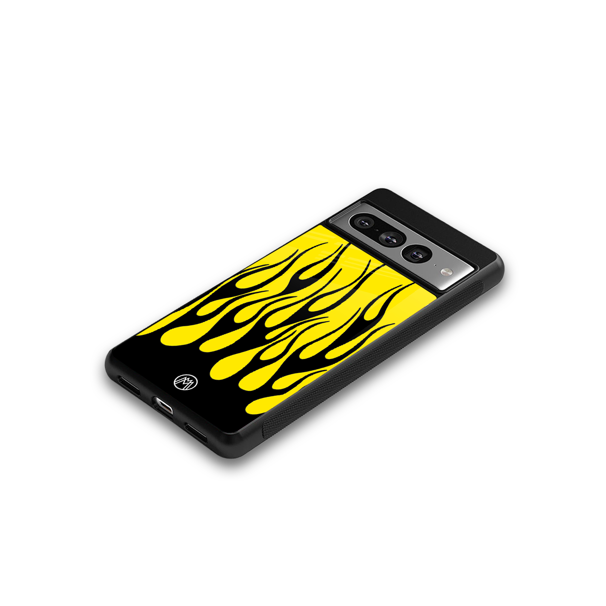 y2k black flames back phone cover | glass case for google pixel 7 pro
