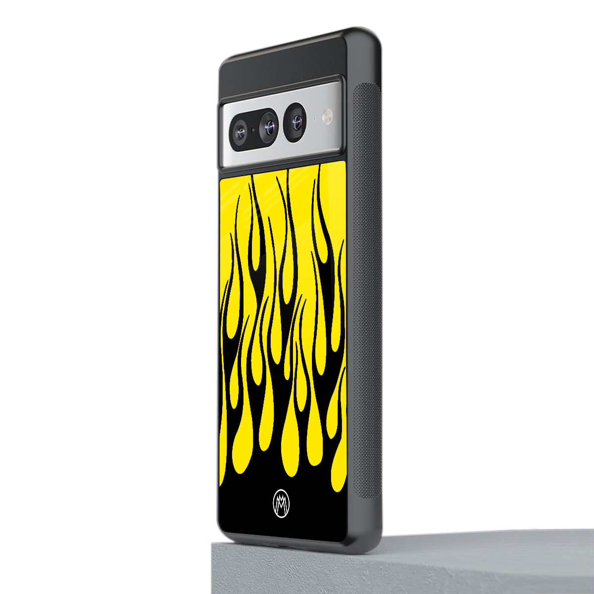 y2k black flames back phone cover | glass case for google pixel 7 pro