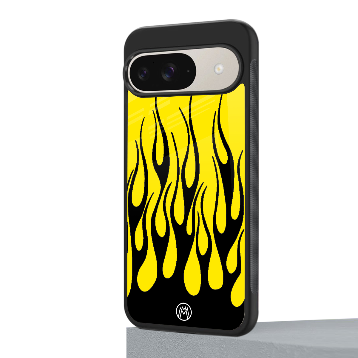 y2k black flames back phone cover | glass case for google pixel 9