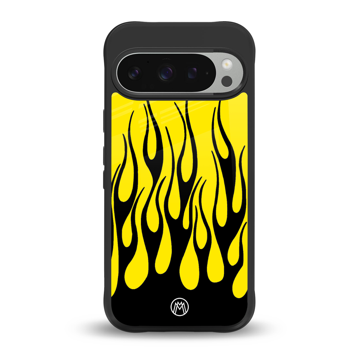 y2k black flames back phone cover | glass case for google pixel 9 pro xl