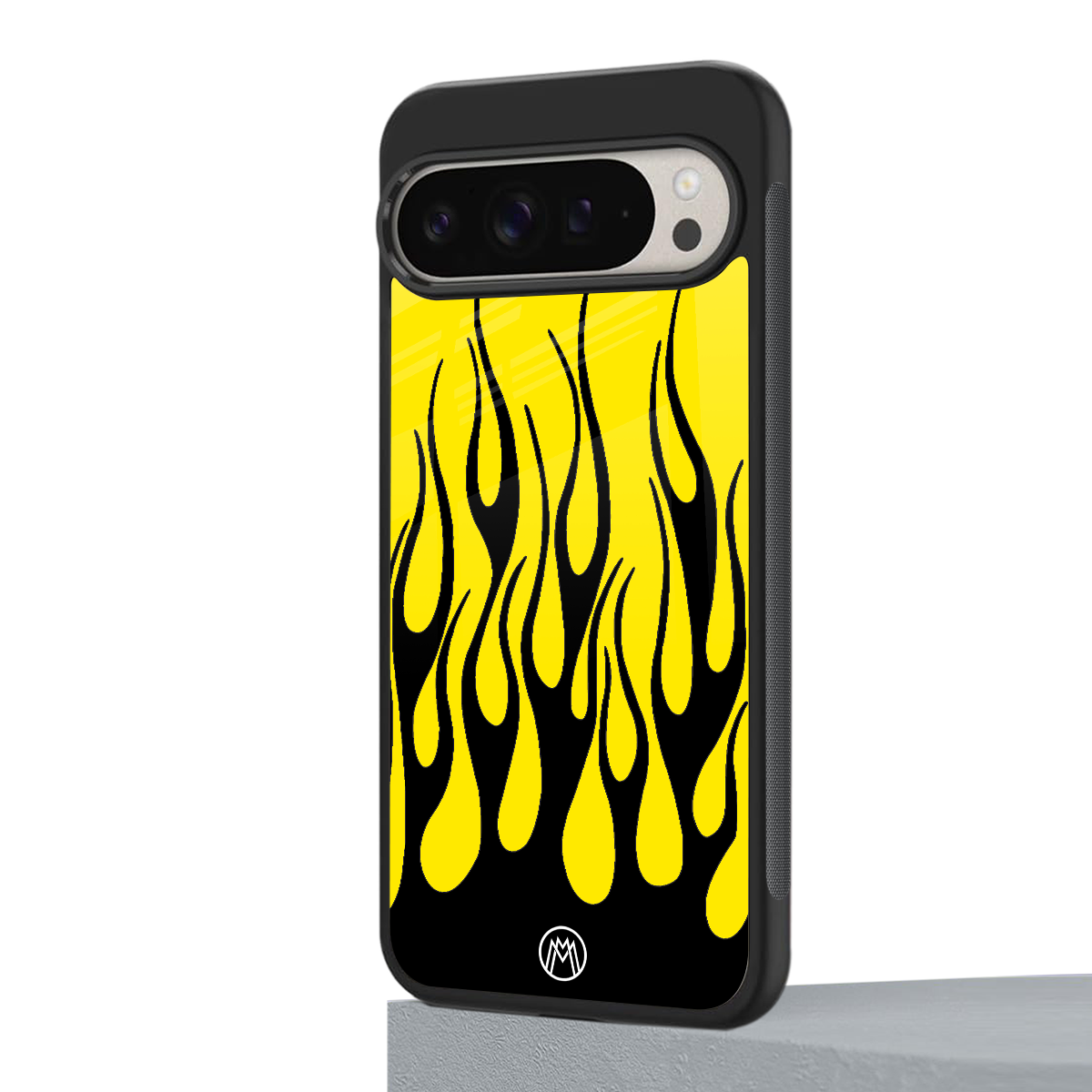 y2k black flames back phone cover | glass case for google pixel 9 pro xl