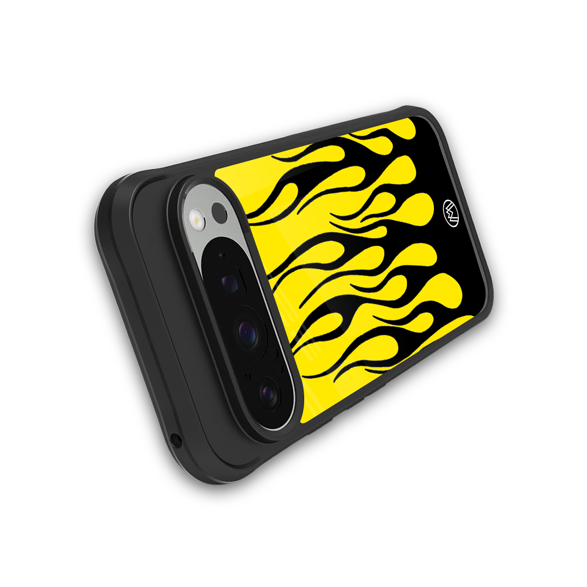y2k black flames back phone cover | glass case for google pixel 9 pro xl