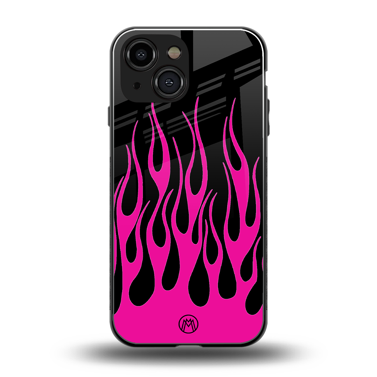 y2k black pink flames back phone cover | glass case for iphone 13 mini