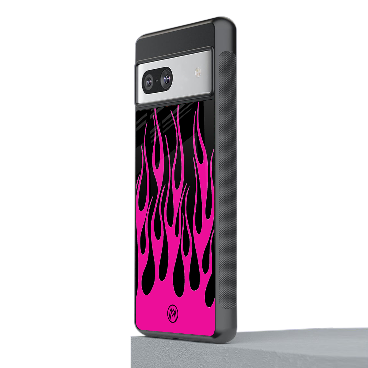 y2k black pink flames back phone cover | glass case for Google Pixel 7A