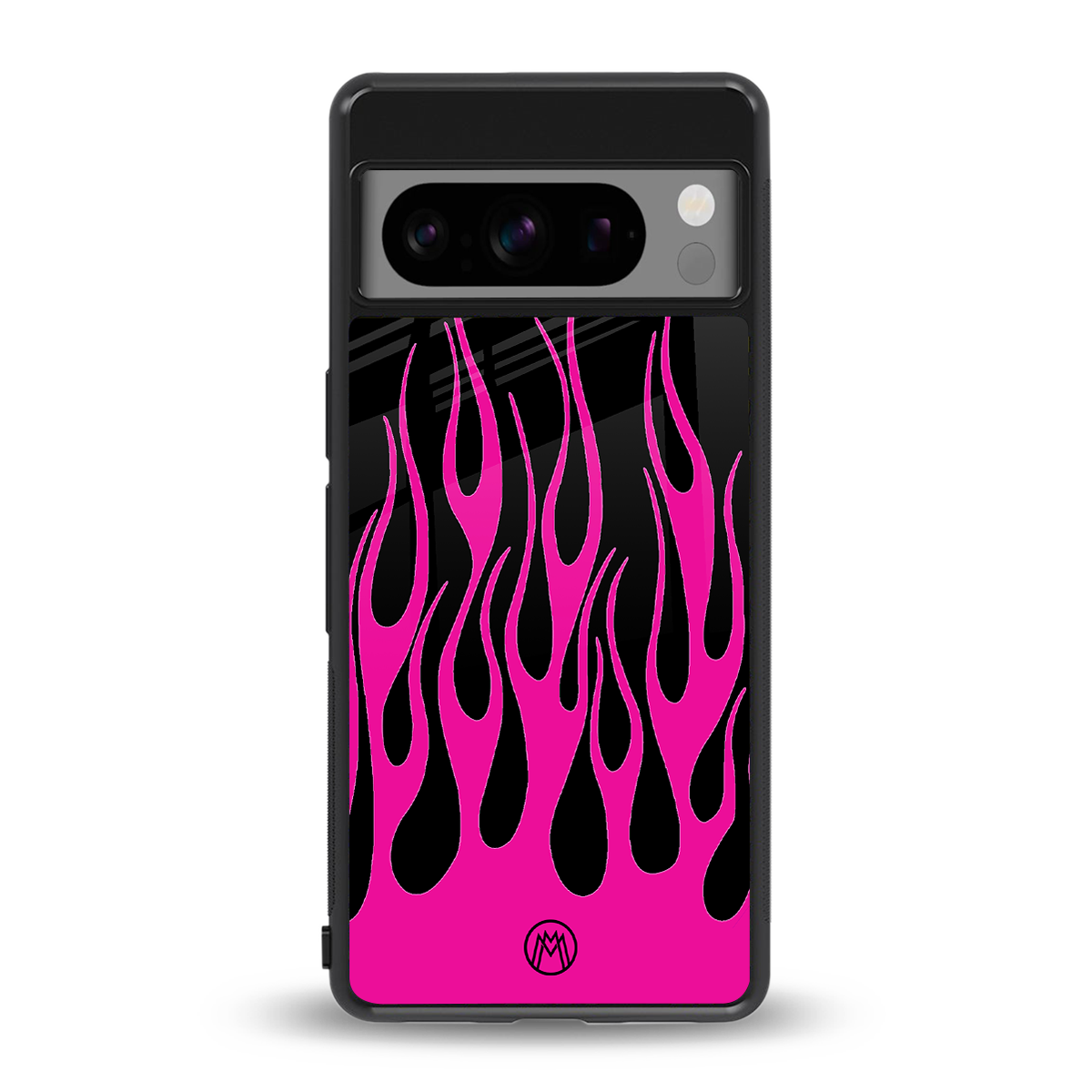 y2k black pink flames back phone cover | glass case for google pixel 8 pro