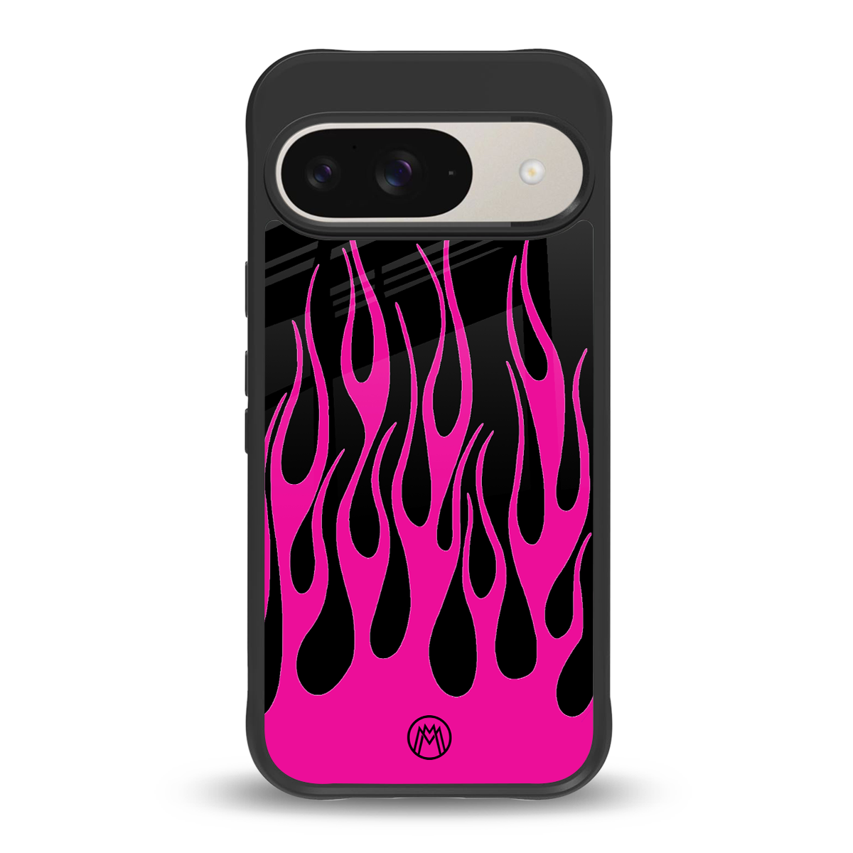 y2k black pink flames back phone cover | glass case for google pixel 9