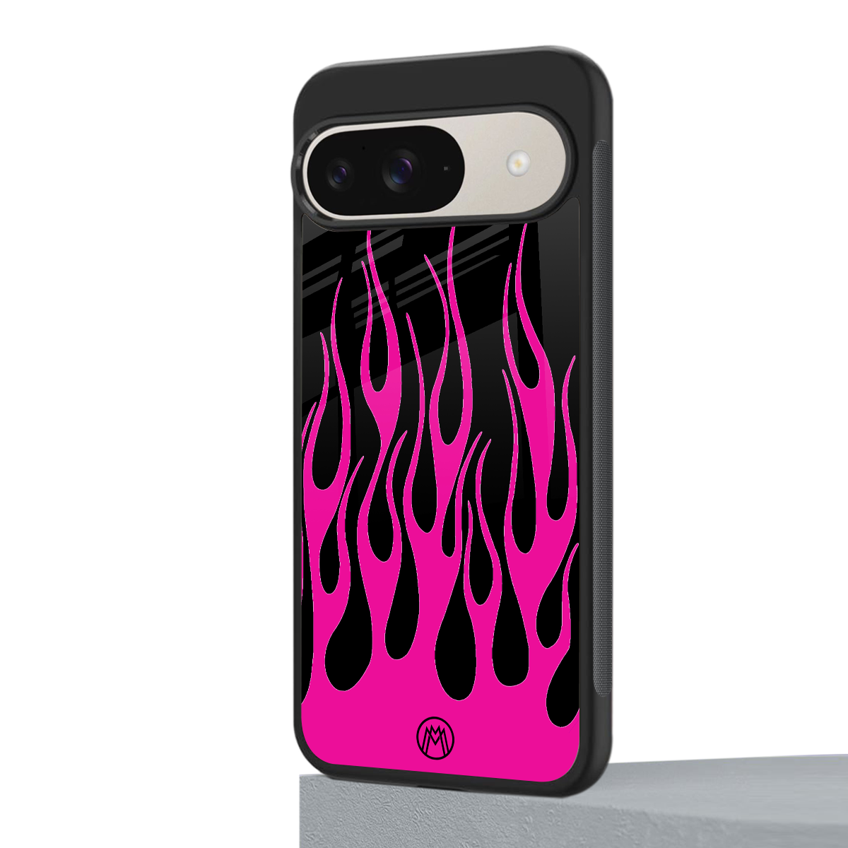 y2k black pink flames back phone cover | glass case for google pixel 9