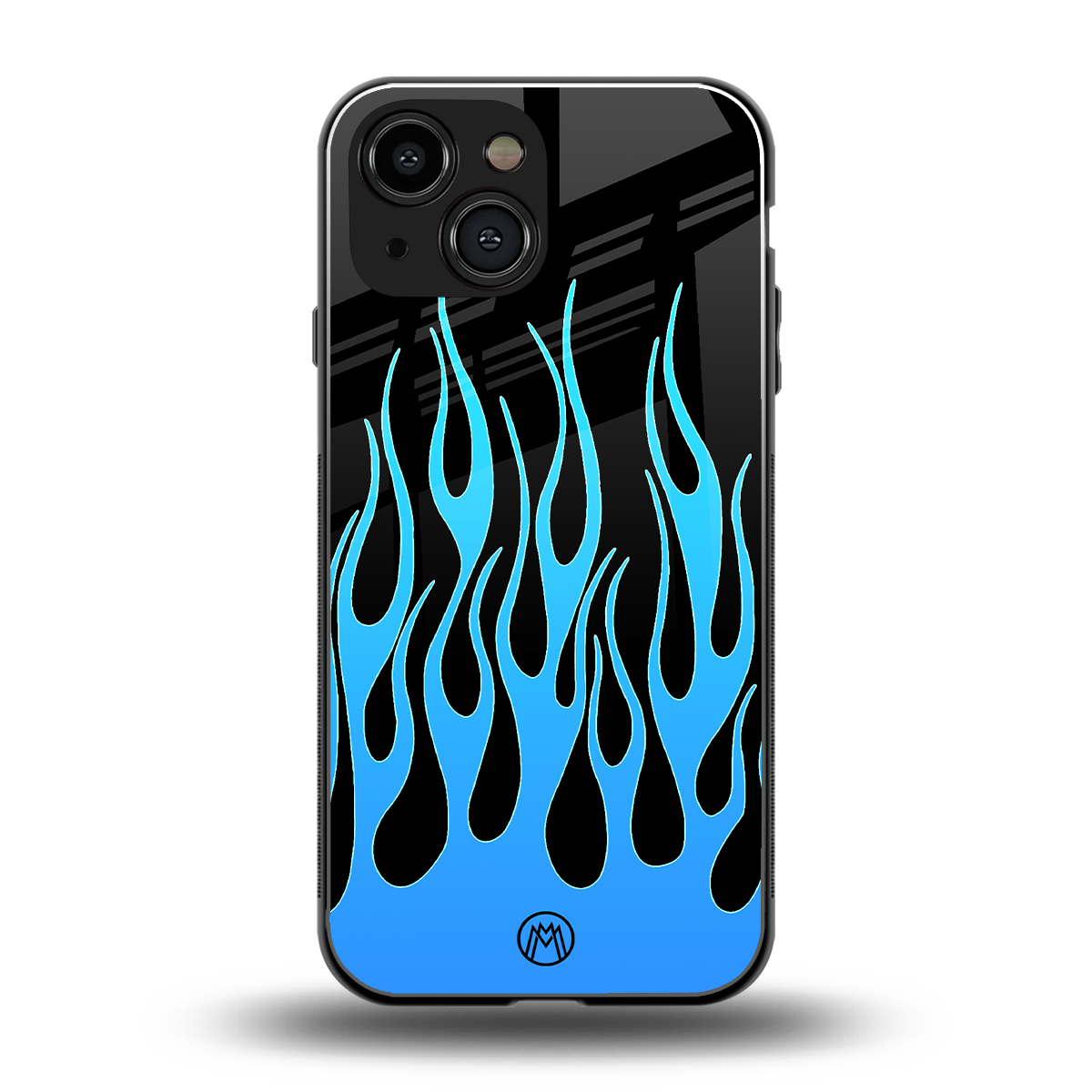 y2k blue flames back phone cover | glass case for iphone 13 mini