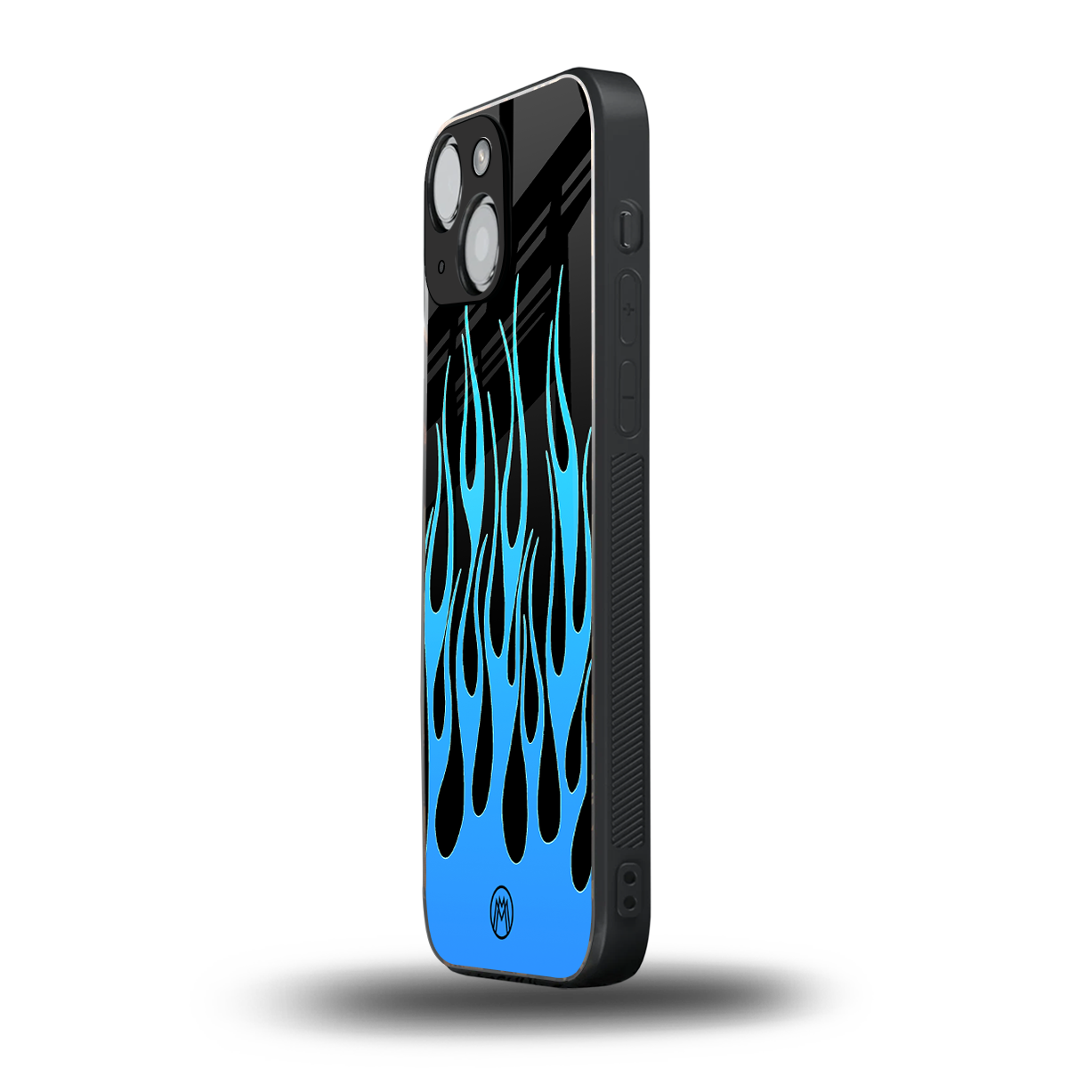 y2k blue flames back phone cover | glass case for iphone 13 mini