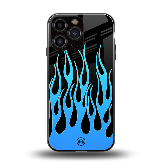 y2k blue flames back phone cover | glass case for iphone 13 pro max