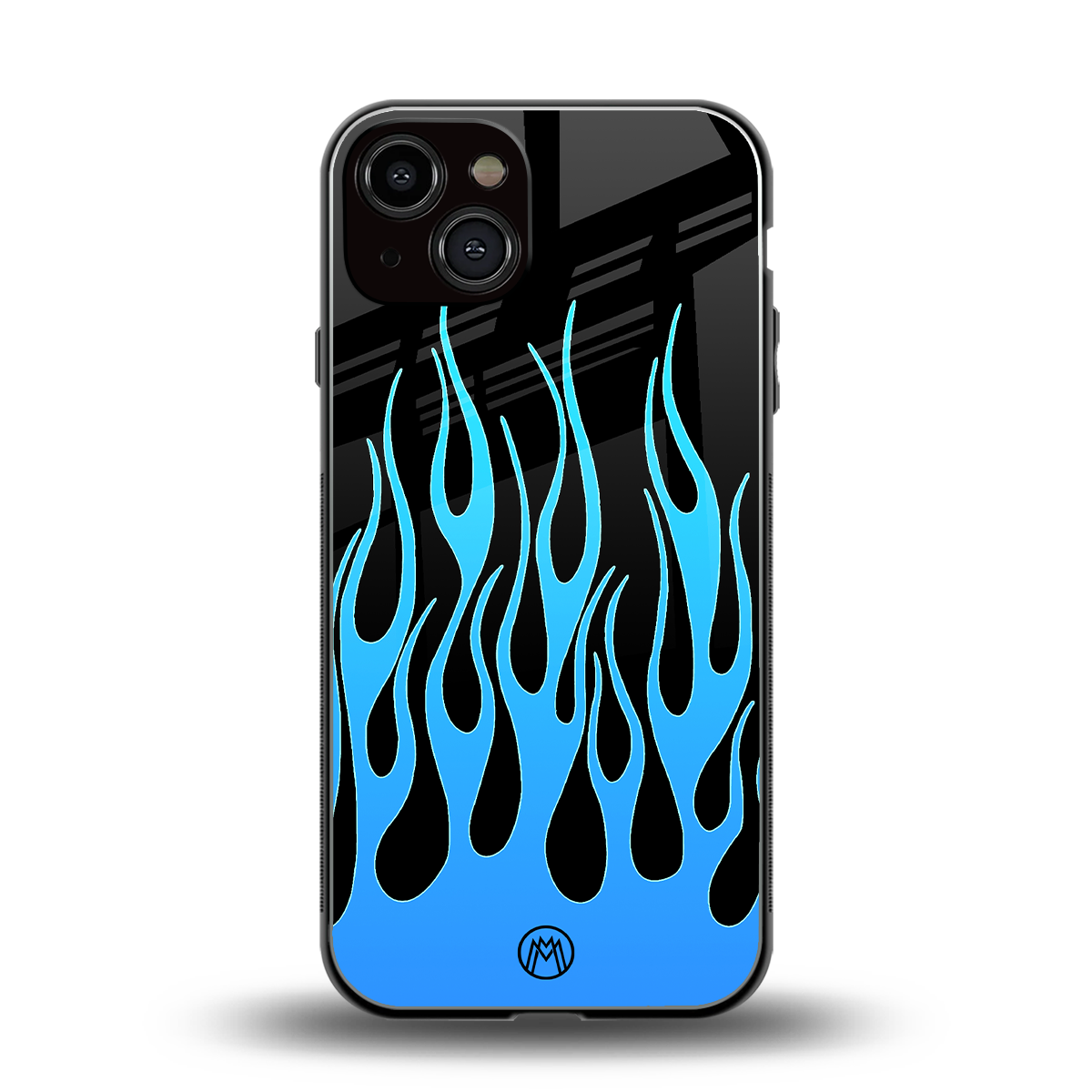 y2k blue flames back phone cover | glass case for iphone 13