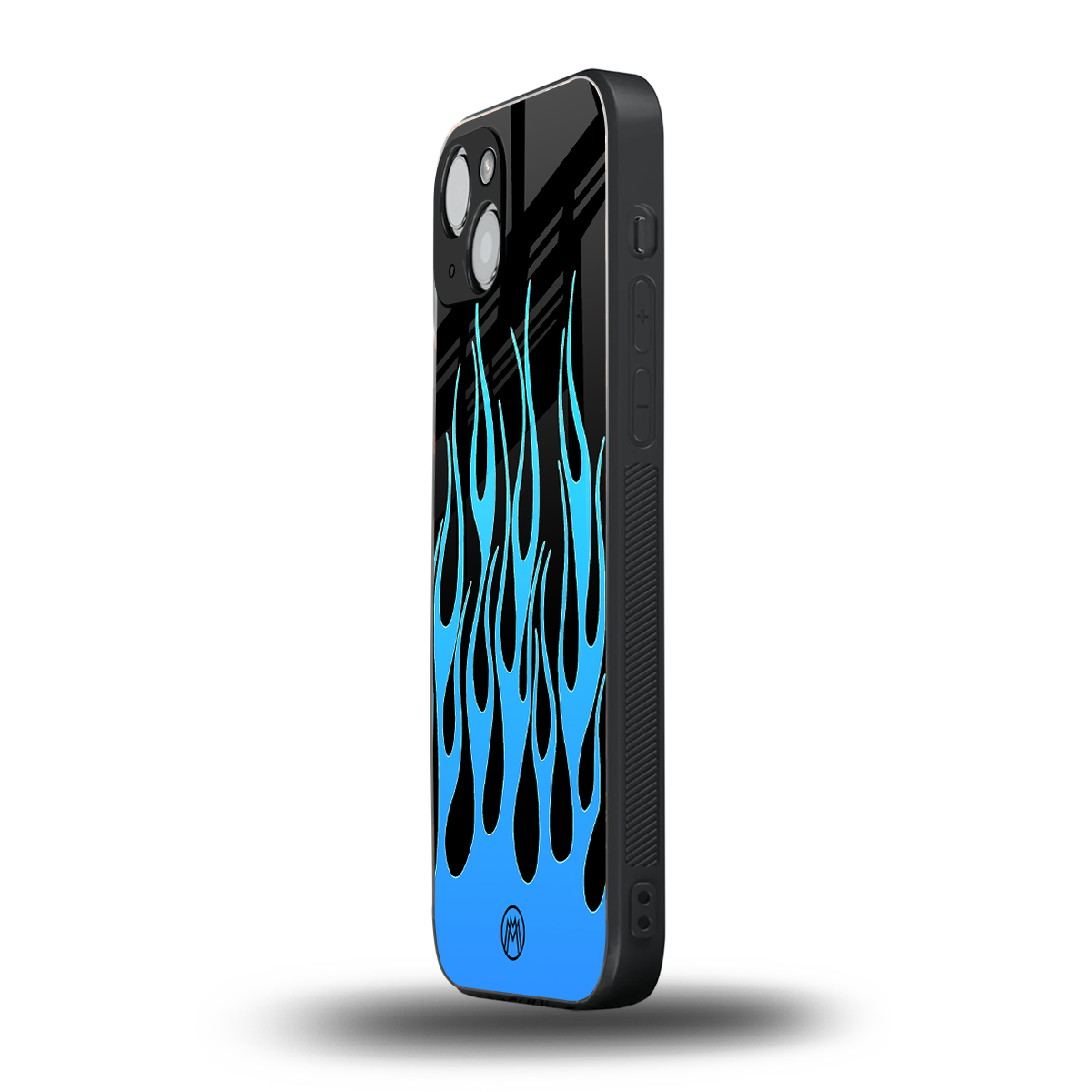y2k blue flames back phone cover | glass case for iphone 15 plus