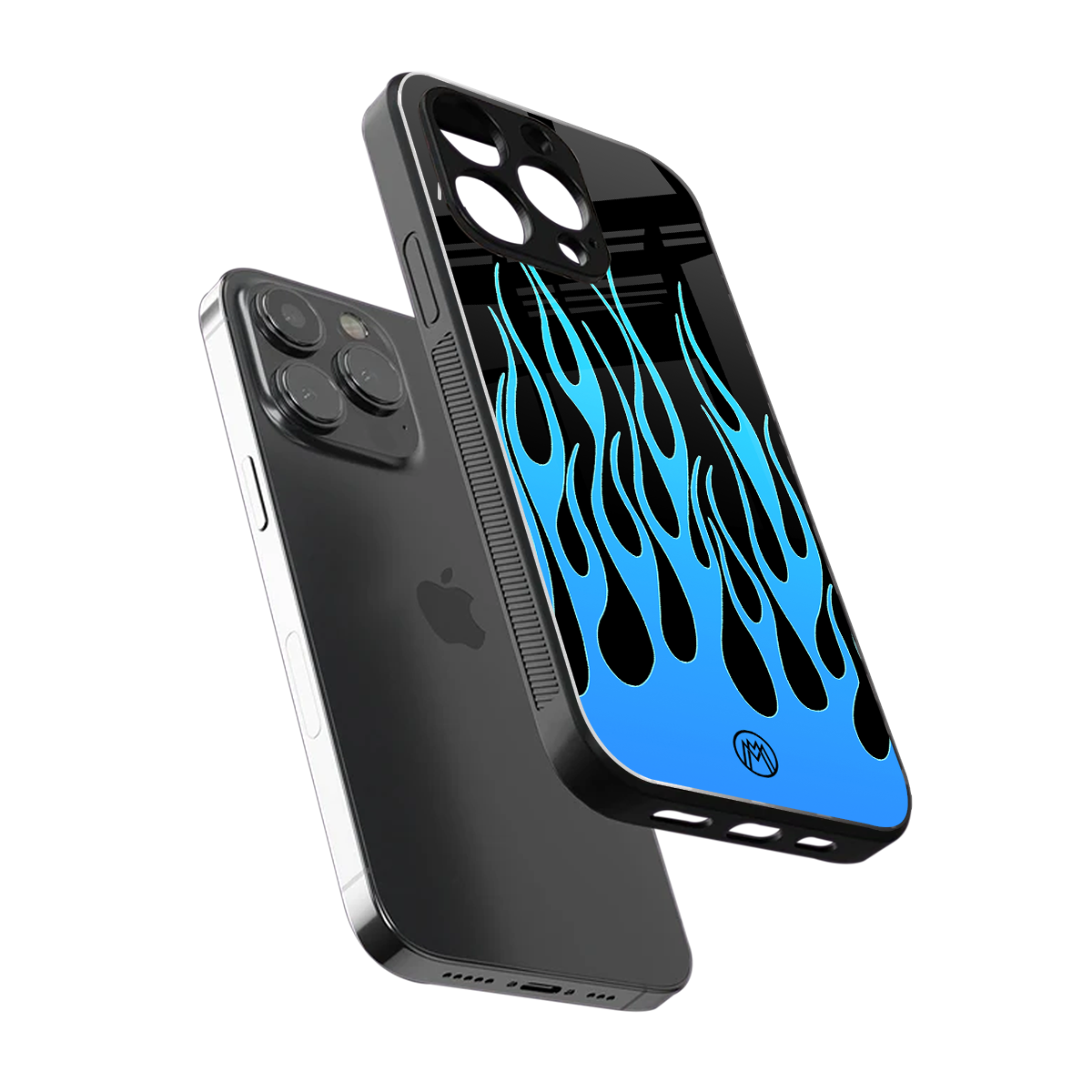 y2k blue flames back phone cover | glass case for iphone 14 pro max
