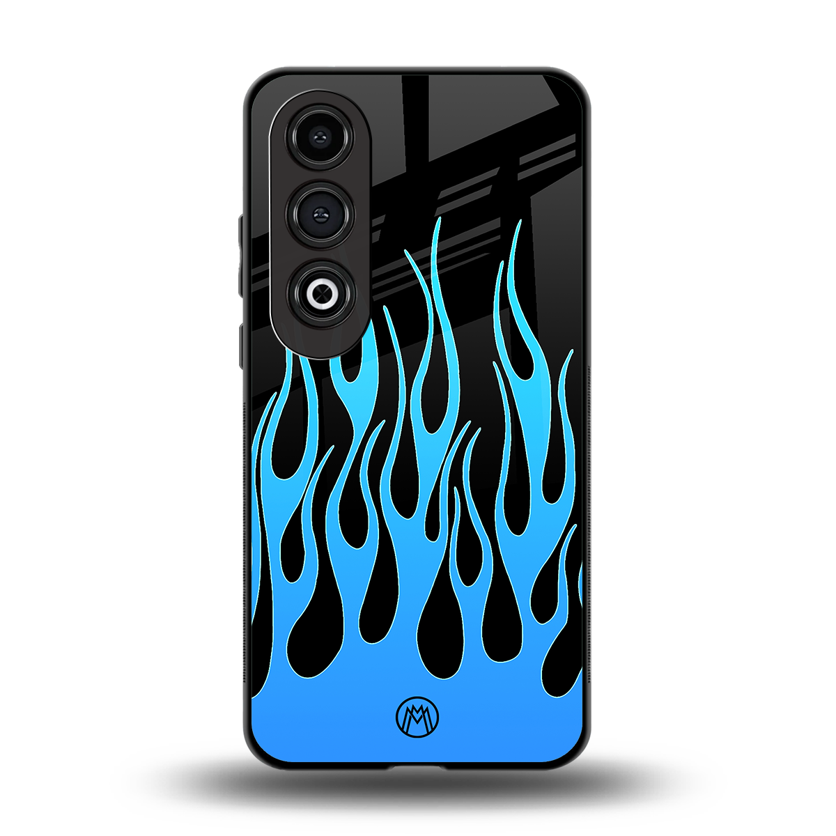 y2k blue flames back phone cover | glass case for oneplus nord ce 4