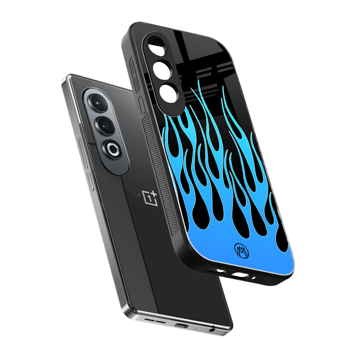 y2k blue flames back phone cover | glass case for oneplus nord ce 4