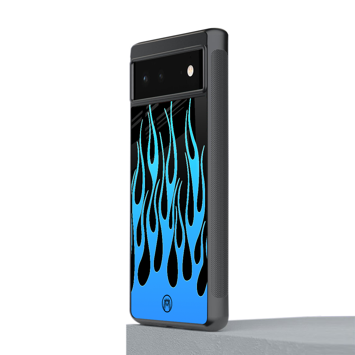 y2k blue flames back phone cover | glass case for Google Pixel 6A