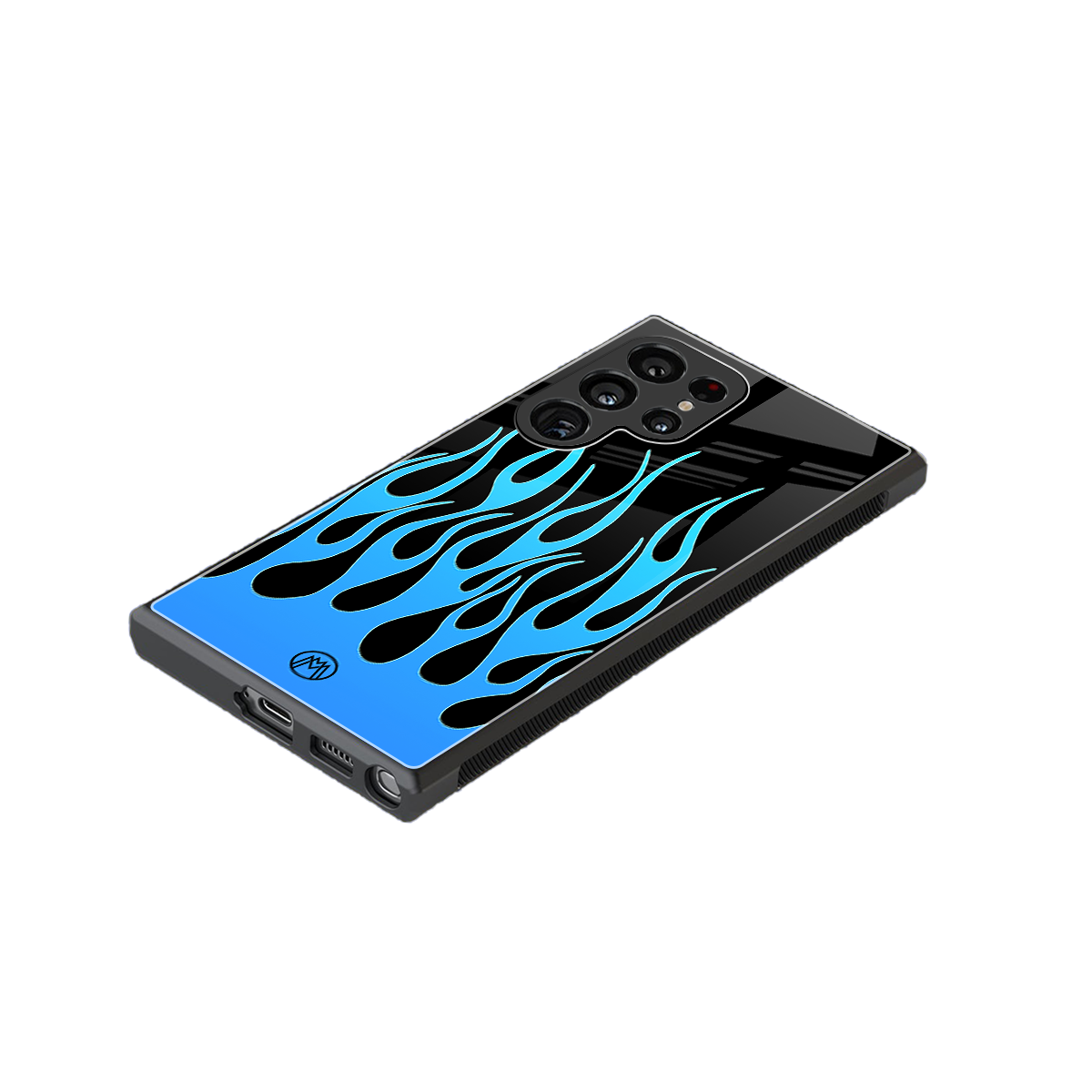y2k blue flames back phone cover | glass case for samsung galaxy s24 ultra