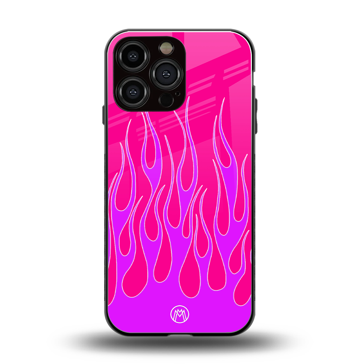 y2k hot pink flames back phone cover | glass case for iphone 14 pro max