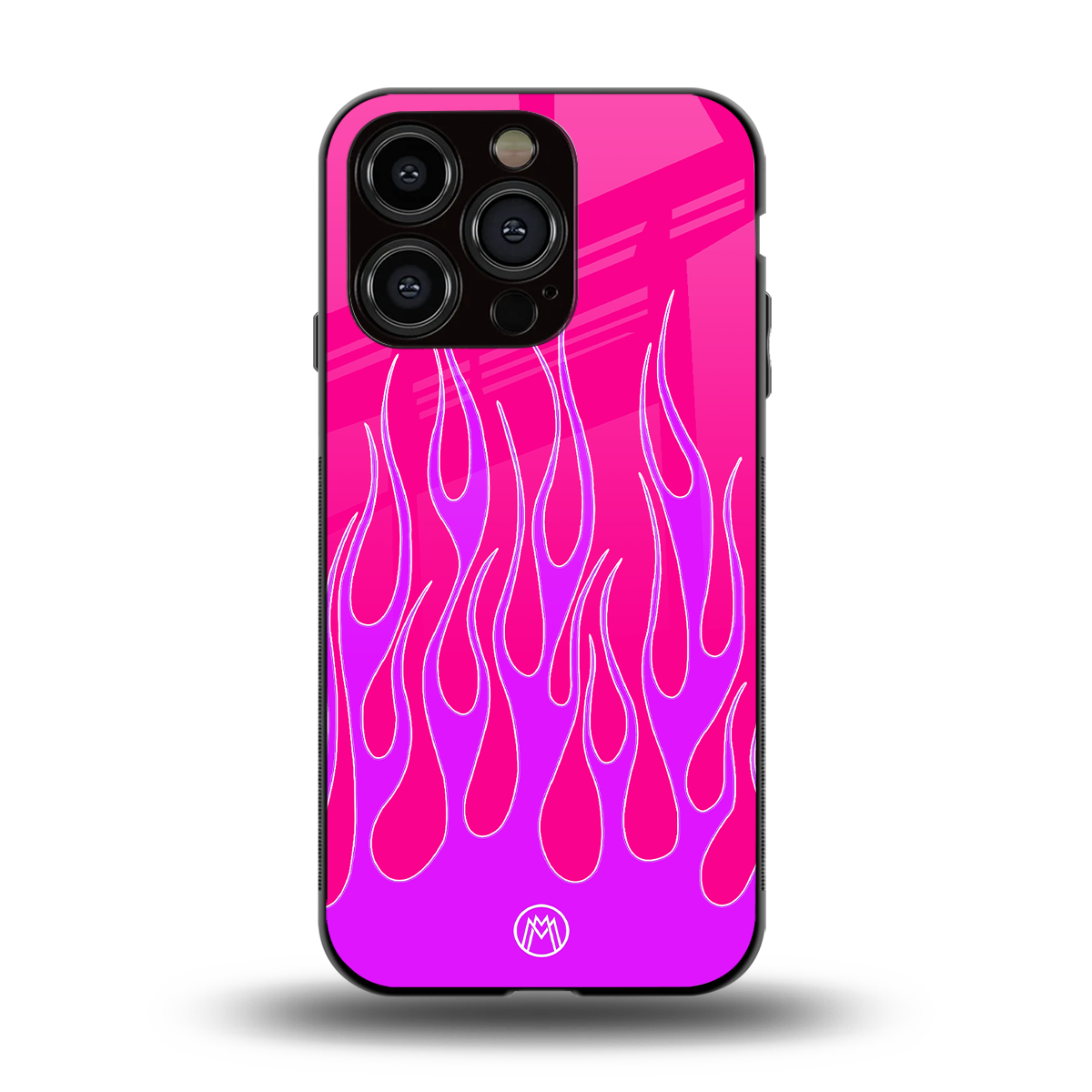 y2k hot pink flames back phone cover | glass case for iphone 14 pro