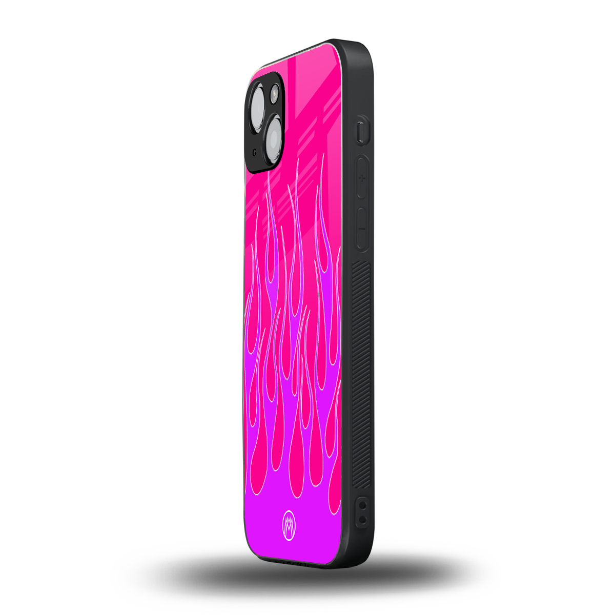 y2k hot pink flames back phone cover | glass case for iphone 14