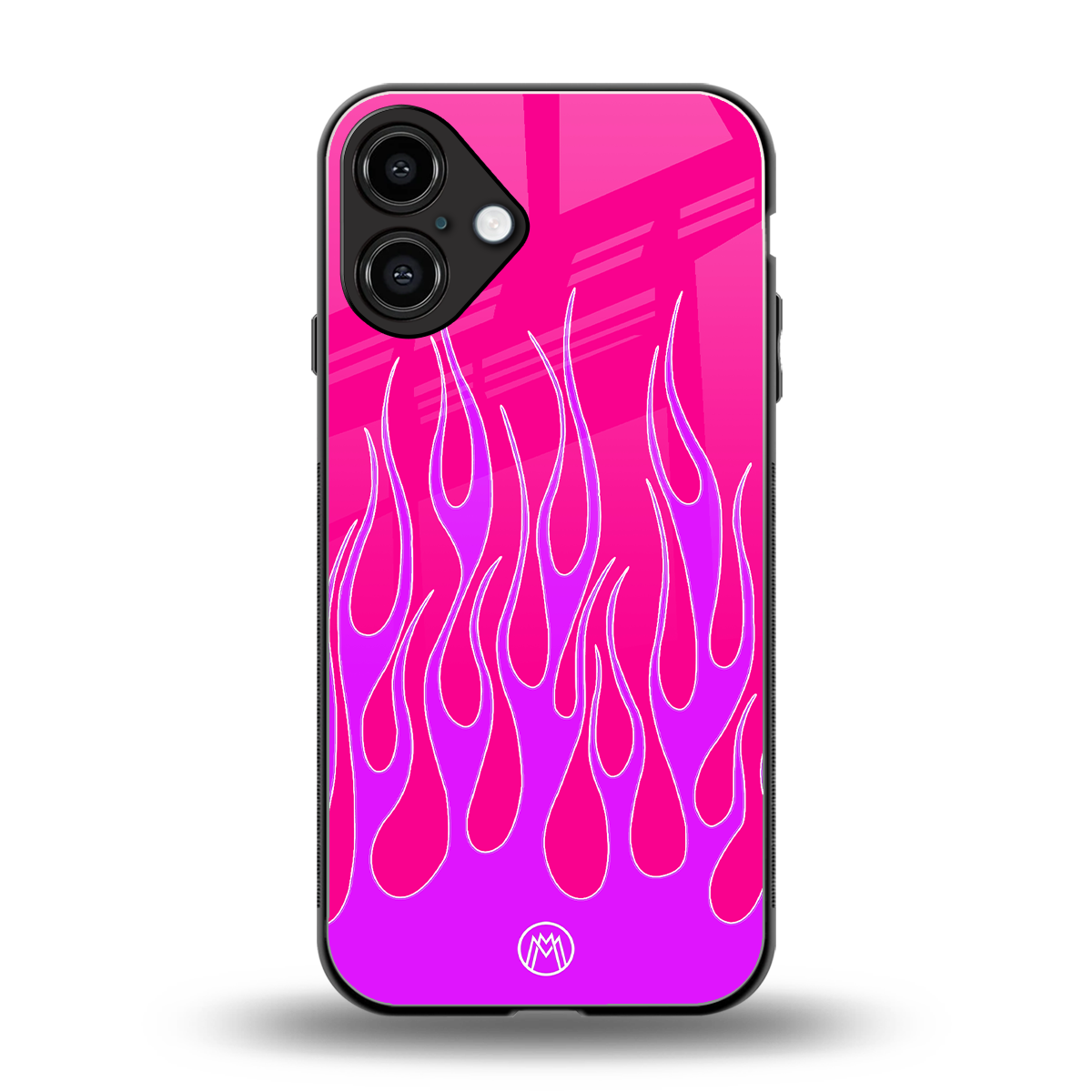 y2k hot pink flames back phone cover | glass case for iphone 16 plus