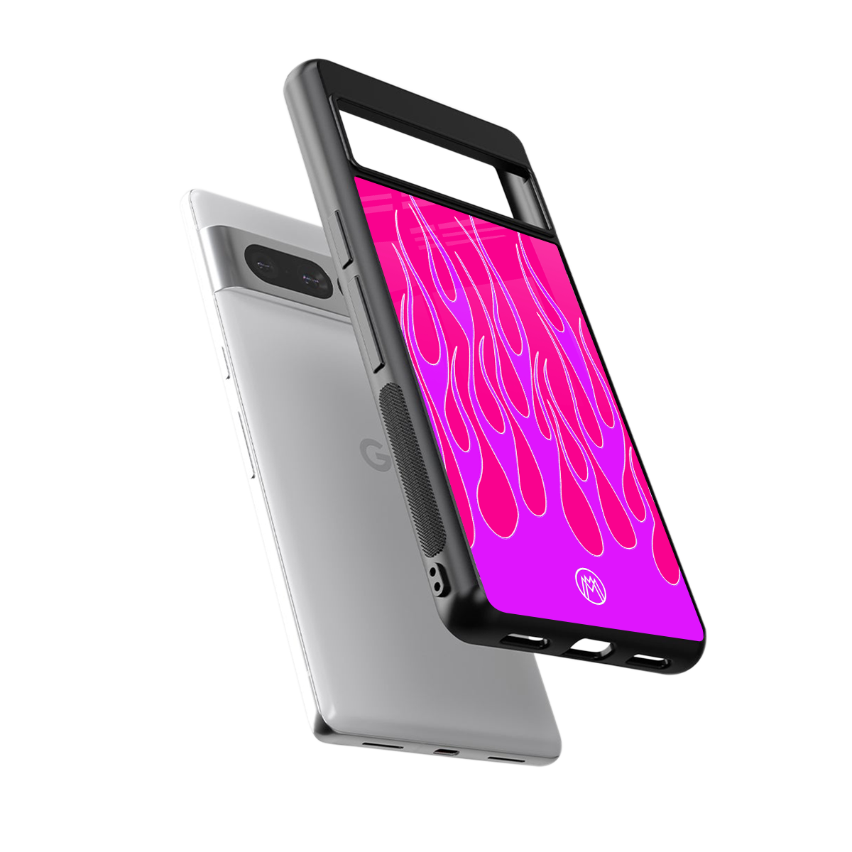 y2k hot pink flames back phone cover | glass case for google pixel 7 pro