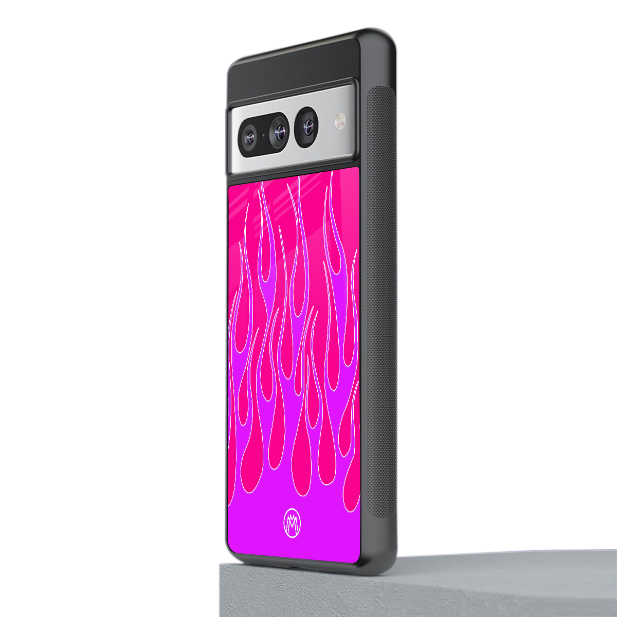 y2k hot pink flames back phone cover | glass case for google pixel 7 pro