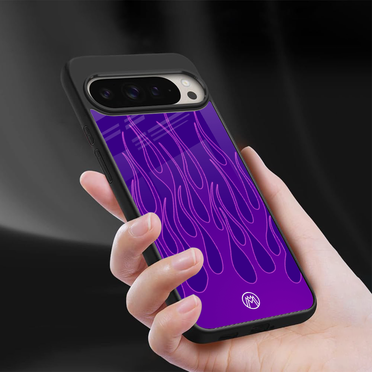 y2k magenta flames back phone cover | glass case for google pixel 9 pro xl