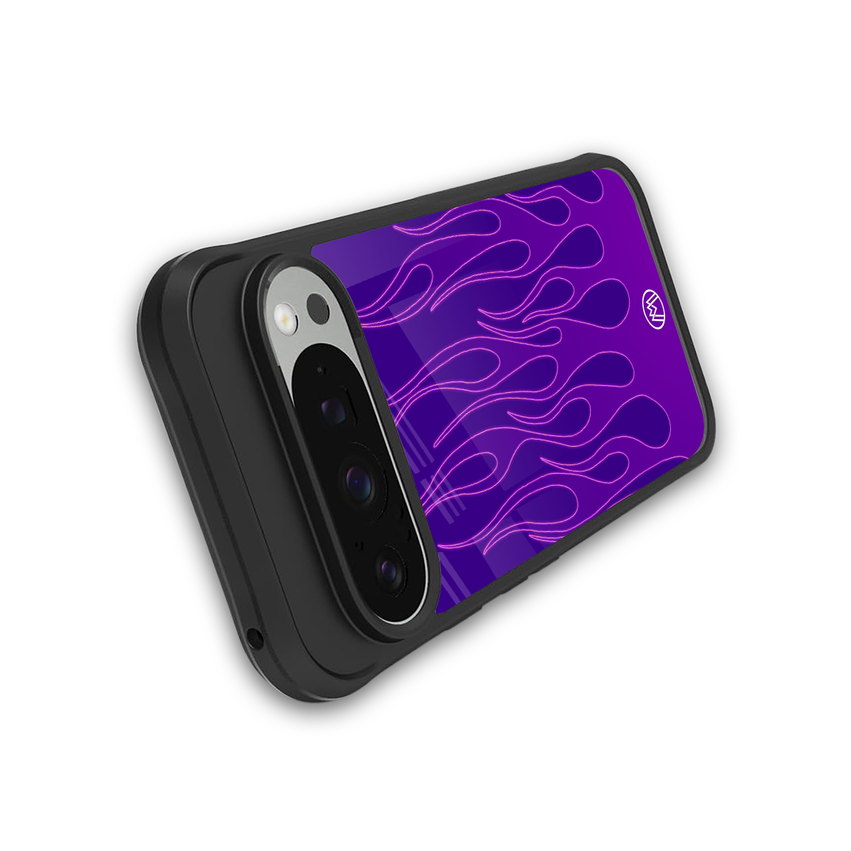 y2k magenta flames back phone cover | glass case for google pixel 9 pro